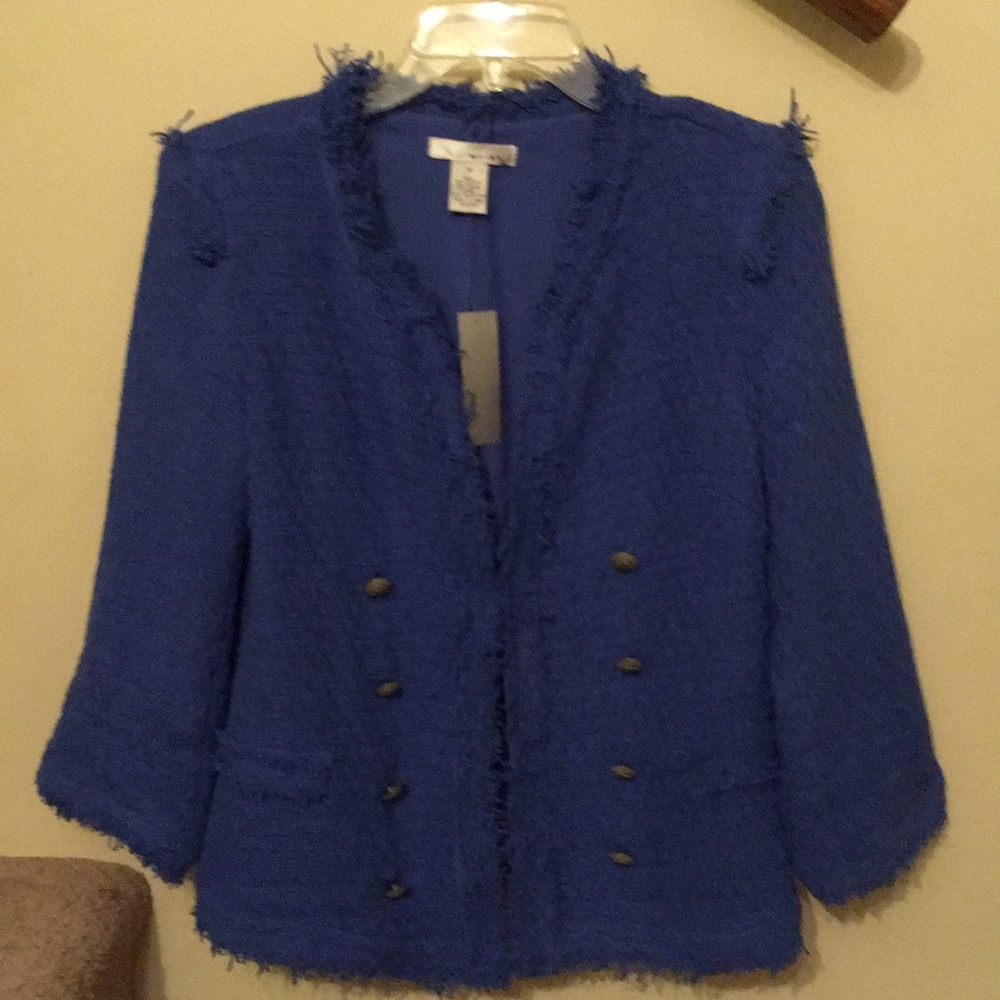 WDNY WOMEN’S JACKET NWT BLUE WITH SHAG TRIM